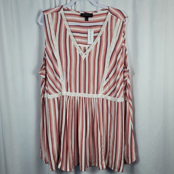 Lane Bryant Tops - Lane Bryant Sleeveless Blouse Women's Size 20 Pink Ivory Stripe NEW